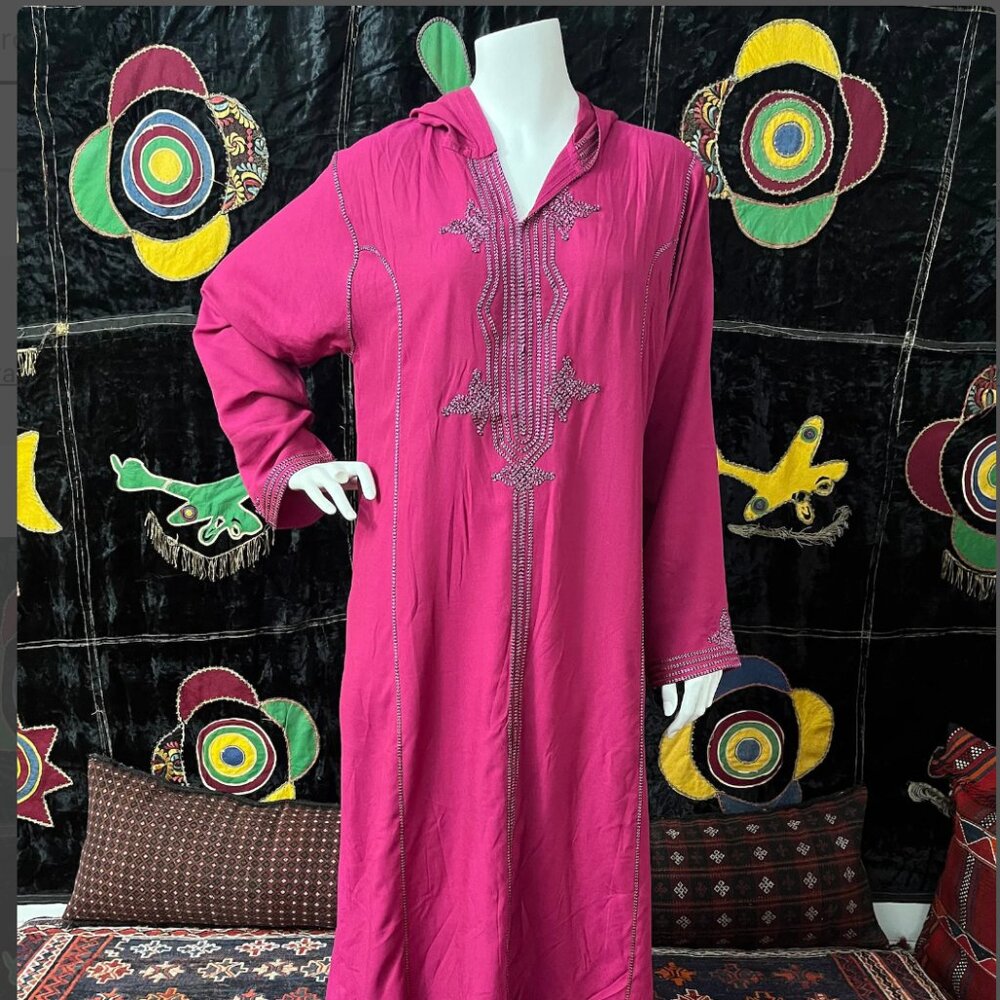 Women's Moroccan Caftan with Hood Djellaba NWOT